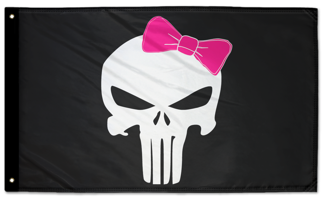 Punisher Pink Ribbon 3'x5' Double-Sided Flag