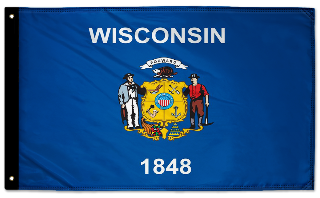 State Flag Wisconsin 3'x5' Double-Sided Flag