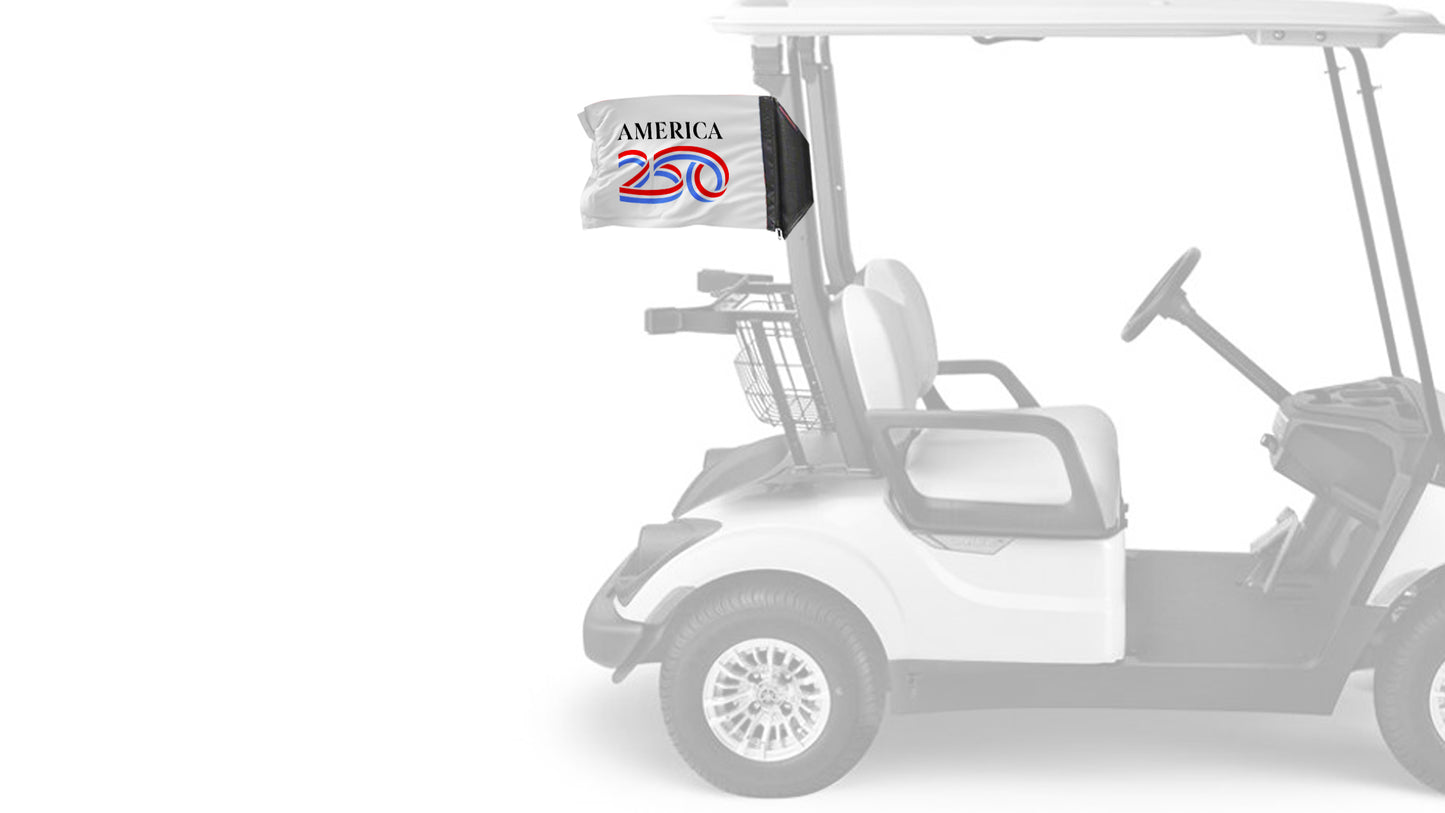 America 250 12"x18" Forever Wave Flag for Golf Carts