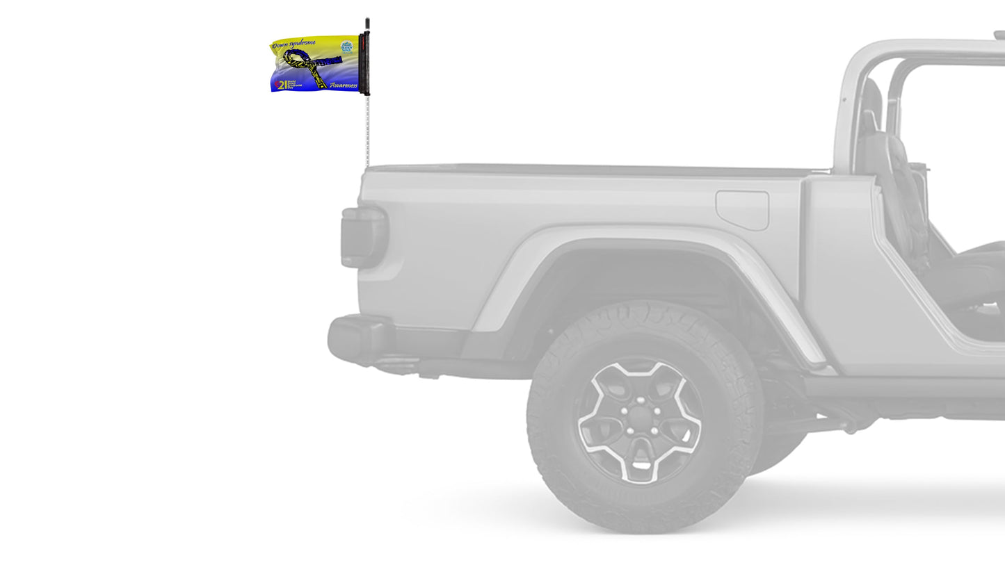 Down Syndrome Awareness 12"x18" Forever Wave Flag for Jeep Wrangler CJ-7 and CJ-8 1976-1986