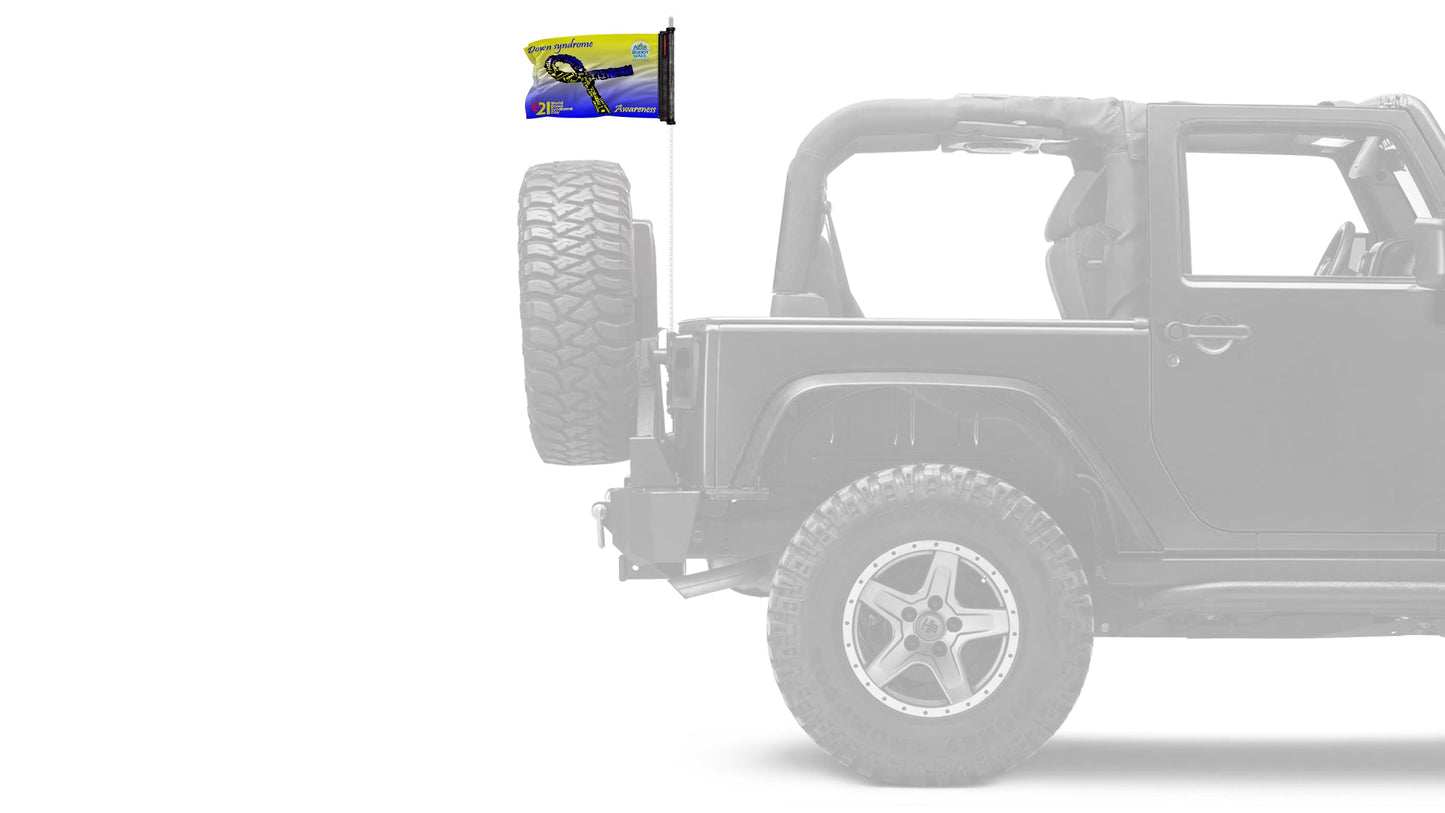 Down Syndrome Awareness 12"x18" Forever Wave Flag for Jeep Wrangler CJ-7 and CJ-8 1976-1986