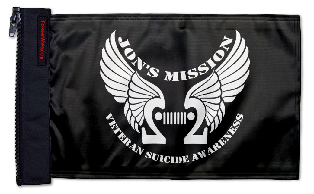 Jon's Mission 22 12"x18" Forever Wave Flag for Jeep Wrangler JL 2-Door 2018-Present