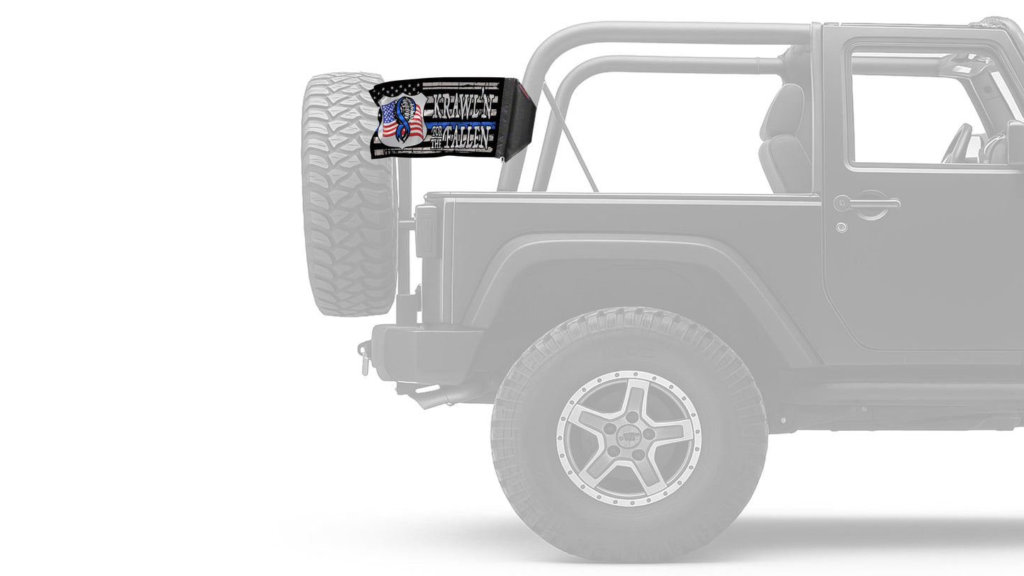 Krawl'n For The Fallen 12"x18" Forever Wave Flag for Jeep Wrangler JKU 4-Door 2007-2018