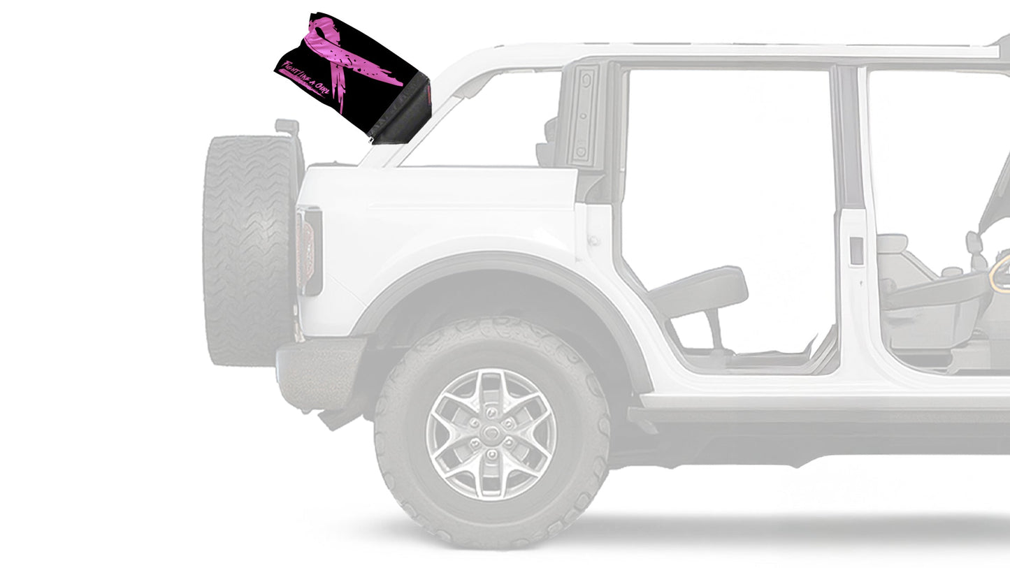 Pink Ribbon Fight Like A Girl 12"x18" Forever Wave Flag for Bronco