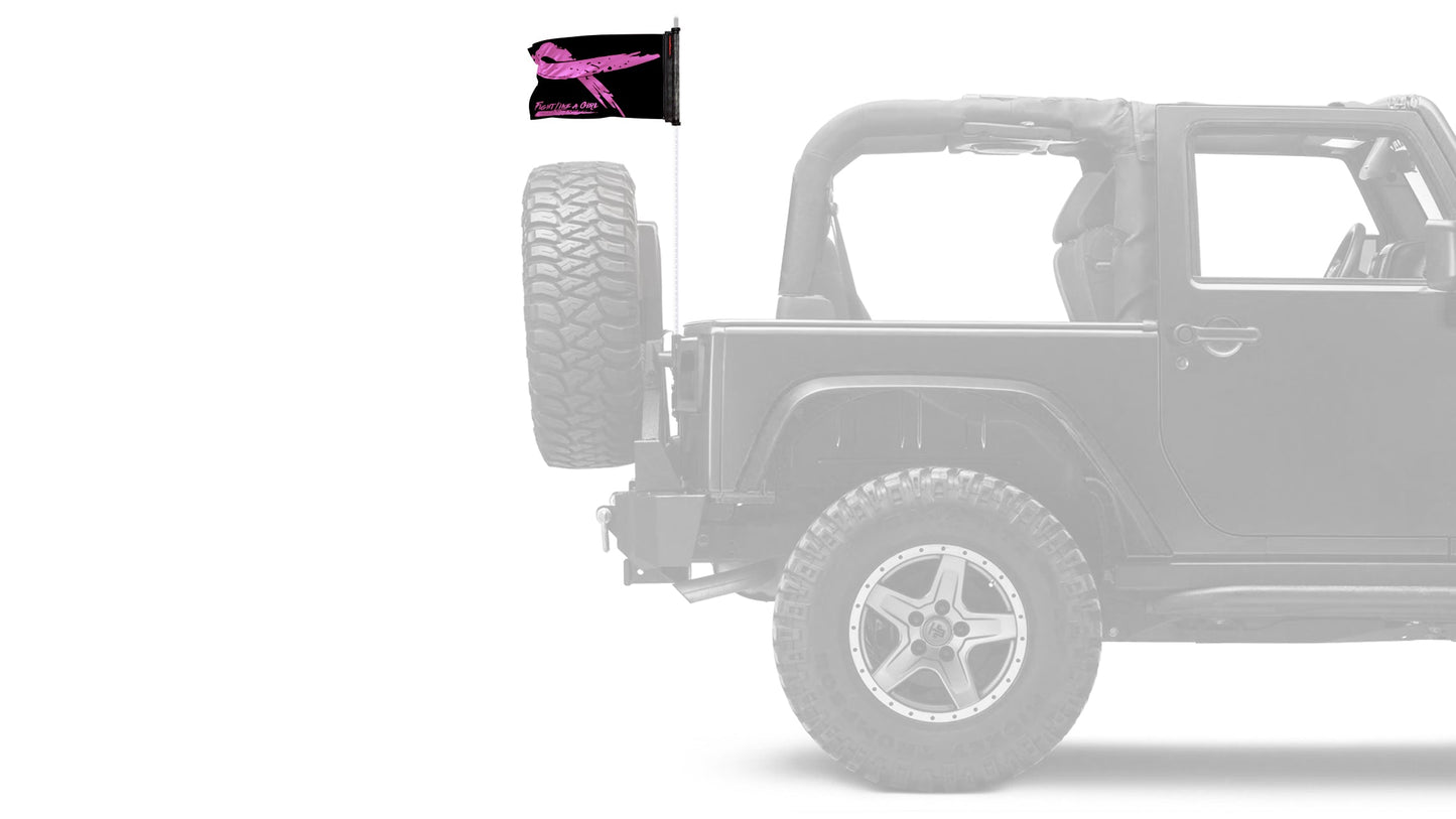 Pink Ribbon Fight Like A Girl 12"x18" Forever Wave Flag for Jeep Wrangler TJ 1996-2006