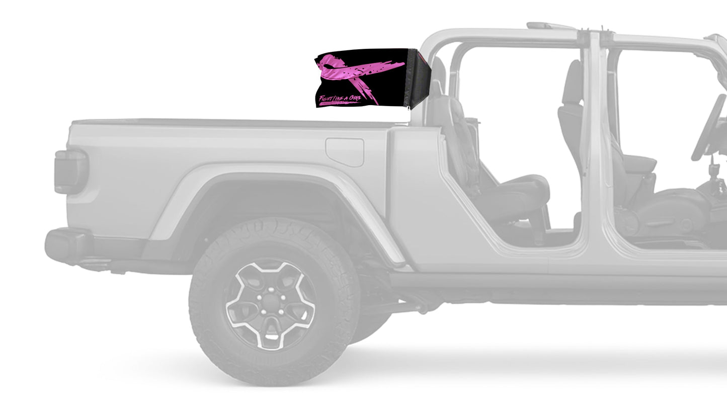 Pink Ribbon Fight Like A Girl 12"x18" Forever Wave Flag for Jeep Gladiator JT