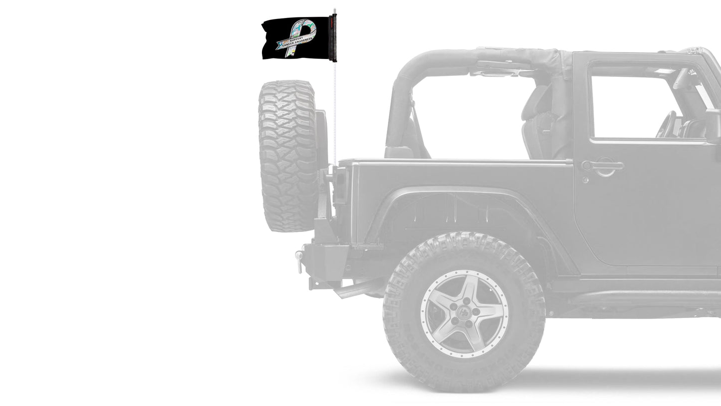 Support Cancer Awareness 12"x18" Forever Wave Flag for Jeep Wrangler CJ-7 and CJ-8 1976-1986