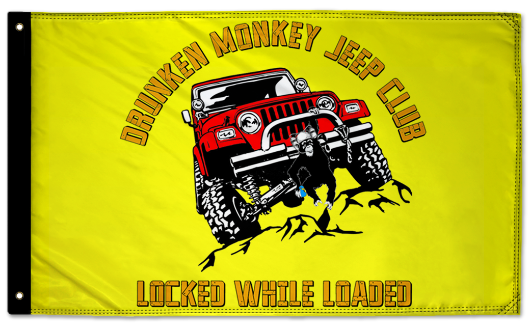 Drunken Monkey Jeep Club 3'x5' Double-Sided Flag