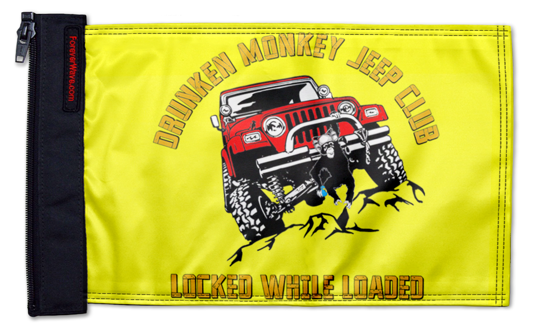 Drunken Monkey Jeep Club 12"x18" Forever Wave Flag