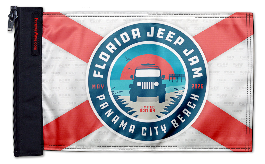 Florida Jeep Jam 12"x18" Forever Wave Flag for Jeep Wrangler JLU 4-Door 2018-Present