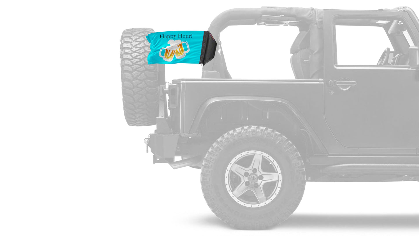 Happy Hour Beers 12"x18" Forever Wave Flag for Jeep Wrangler TJ 1996-2006