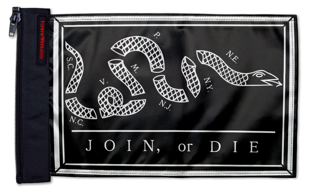 Franklin Join or Die 12"x18" Forever Wave Flag for Jeep Wrangler TJ 1996-2006