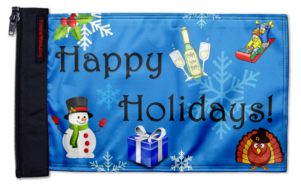 Happy Holidays 12"x18" Forever Wave Flag for Bronco