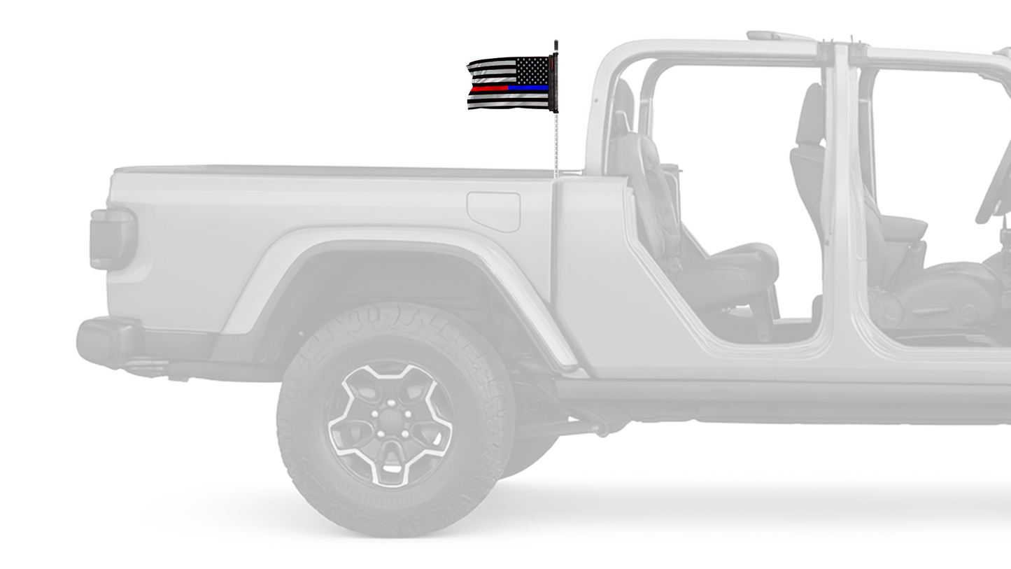USA Subdued Thin Blue-Red Line 12"x18" Forever Wave Flag for Jeep Gladiator JT
