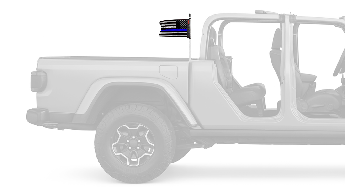 USA Subdued Thin Blue Line 12"x18" Forever Wave Flag for Jeep Gladiator JT