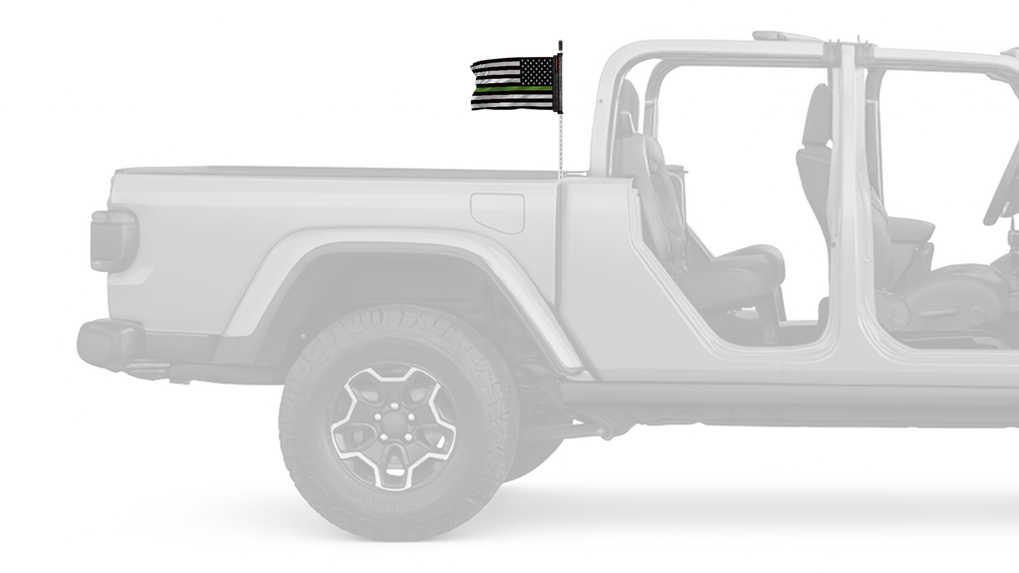 USA Subdued Thin Green Line 12"x18" Forever Wave Flag for Jeep Gladiator JT
