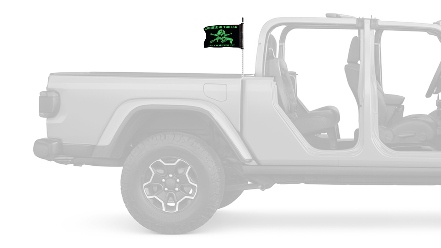 Zombie Outbreak Tactical Response Unit 12"x18" Forever Wave Flag for Jeep Gladiator JT