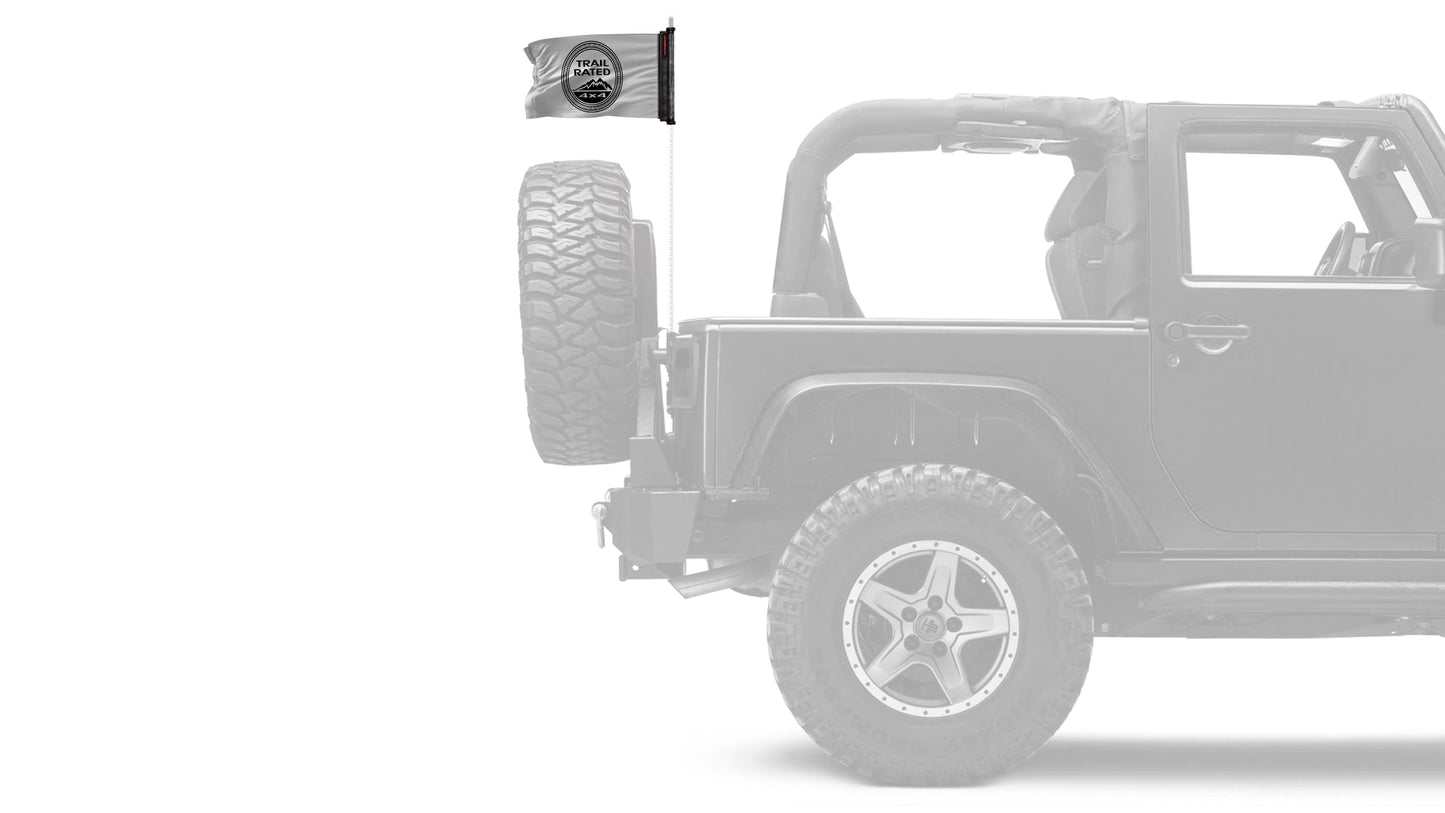 Trail Rated 12"x18" Forever Wave Flag for Jeep Wrangler YJ 1986-1995