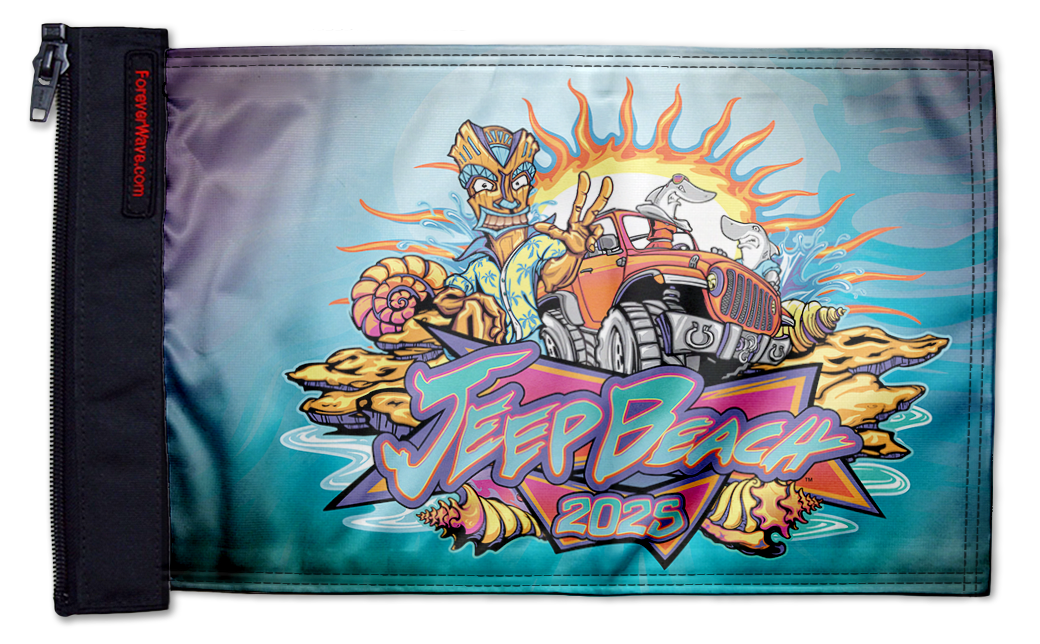 Jeep Beach 2025 12"x18" Forever Wave Flag for Jeep Gladiator JT