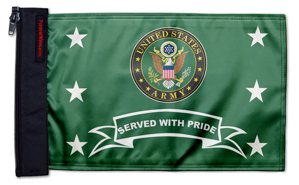 Army Served With Pride 12"x18" Forever Wave Flag for Jeep Wrangler JK 2-Door 2007-2018