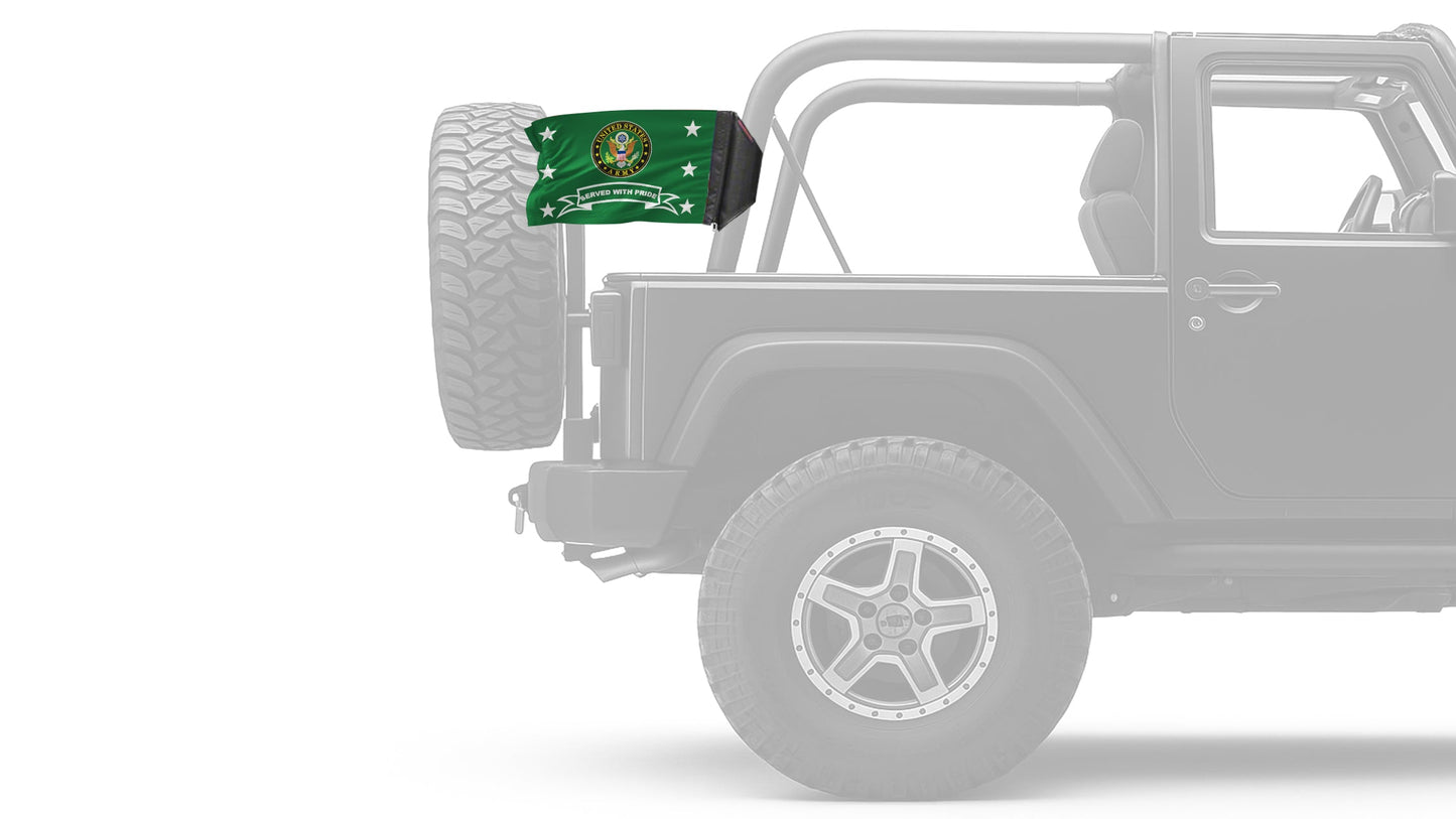 Army Served With Pride 12"x18" Forever Wave Flag for Jeep Wrangler JK 2-Door 2007-2018