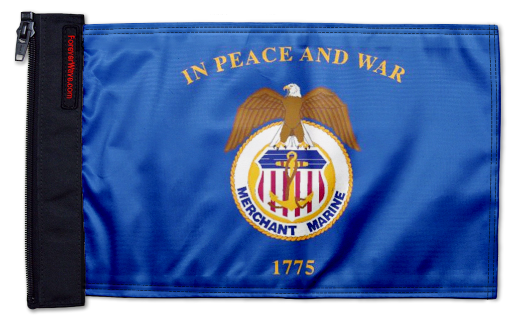 Merchant Marine 12"x18" Forever Wave Flag for Golf Carts