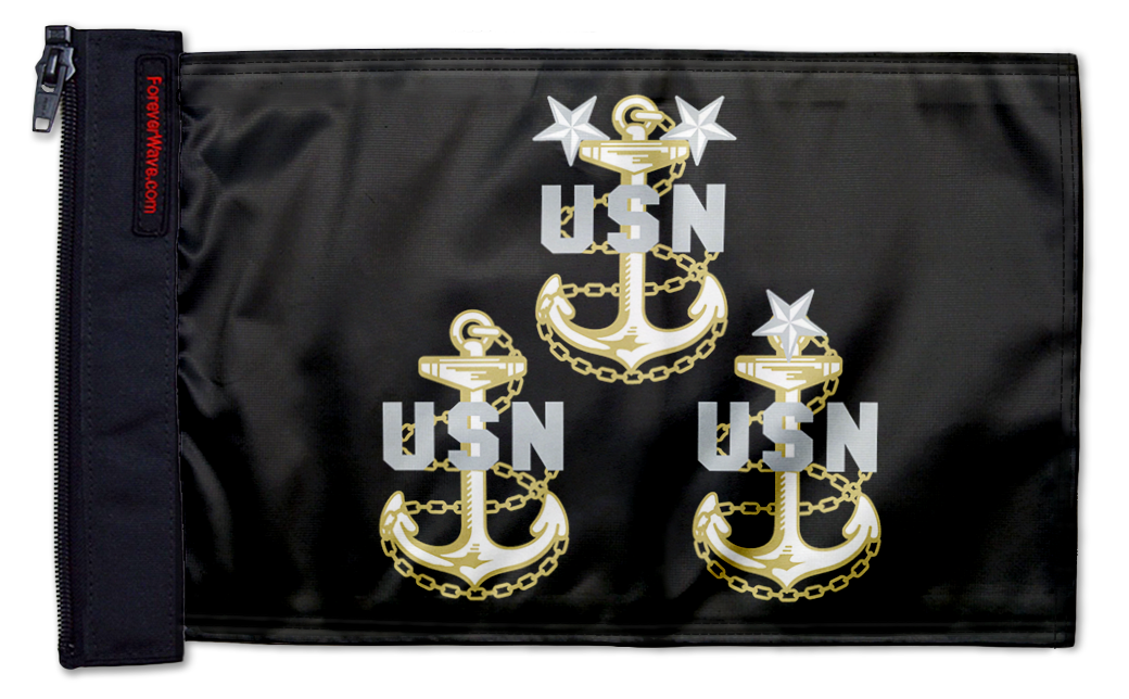 Navy Chief Petty Officers 12"x18" Forever Wave Flag for Jeep Wrangler JKU 4-Door 2007-2018