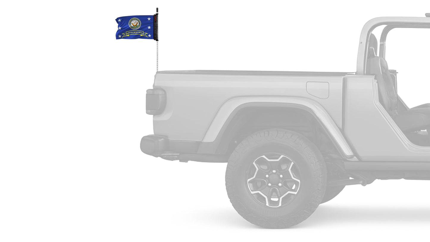 Navy Served With Pride 12"x18" Forever Wave Flag for Jeep Wrangler JLU 4-Door 2018-Present