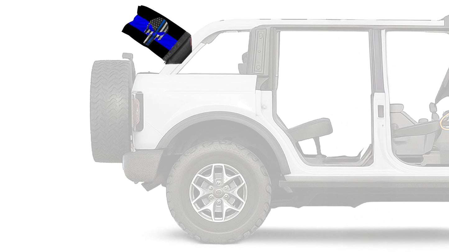 Thin Blue Line Punisher 12"x18" Forever Wave Flag for Bronco