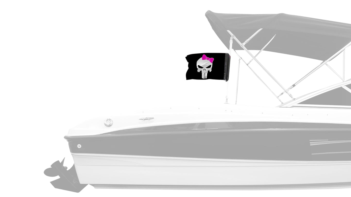Punisher Pink Ribbon 12"x18" Forever Wave Flag for Boats