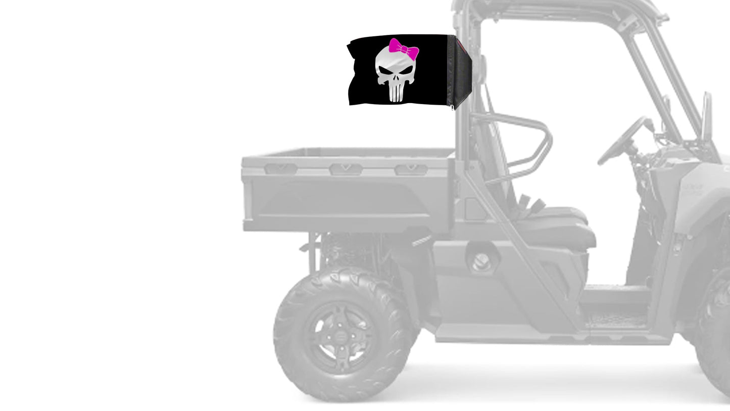 Punisher Pink Ribbon 12"x18" Forever Wave Flag for UTVs
