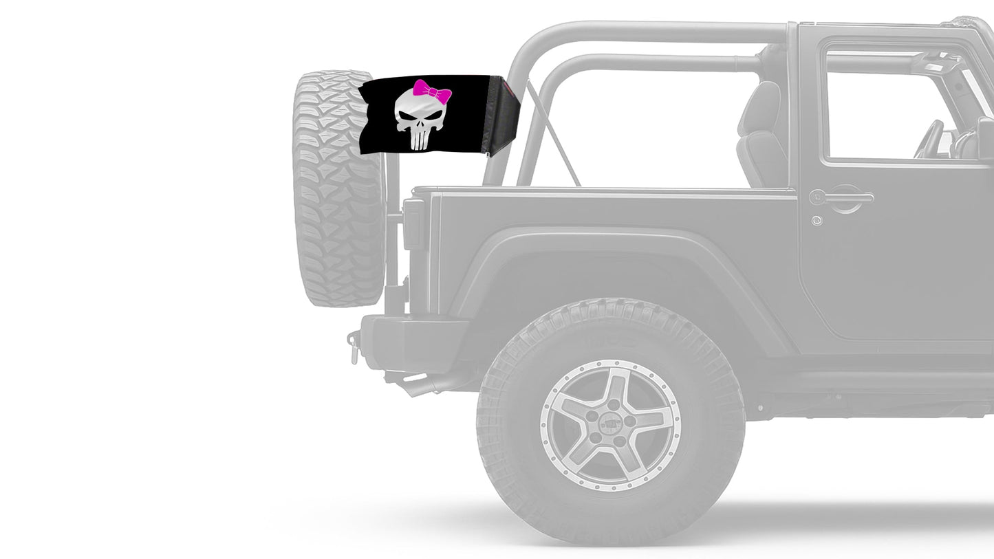 Punisher Pink Ribbon 12"x18" Forever Wave Flag for Jeep Wrangler JL 2-Door 2018-Present
