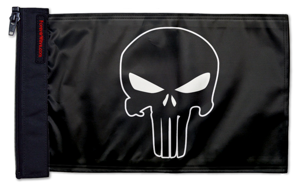 Punisher 12"x18" Forever Wave Flag for Jeep Wrangler JKU 4-Door 2007-2018