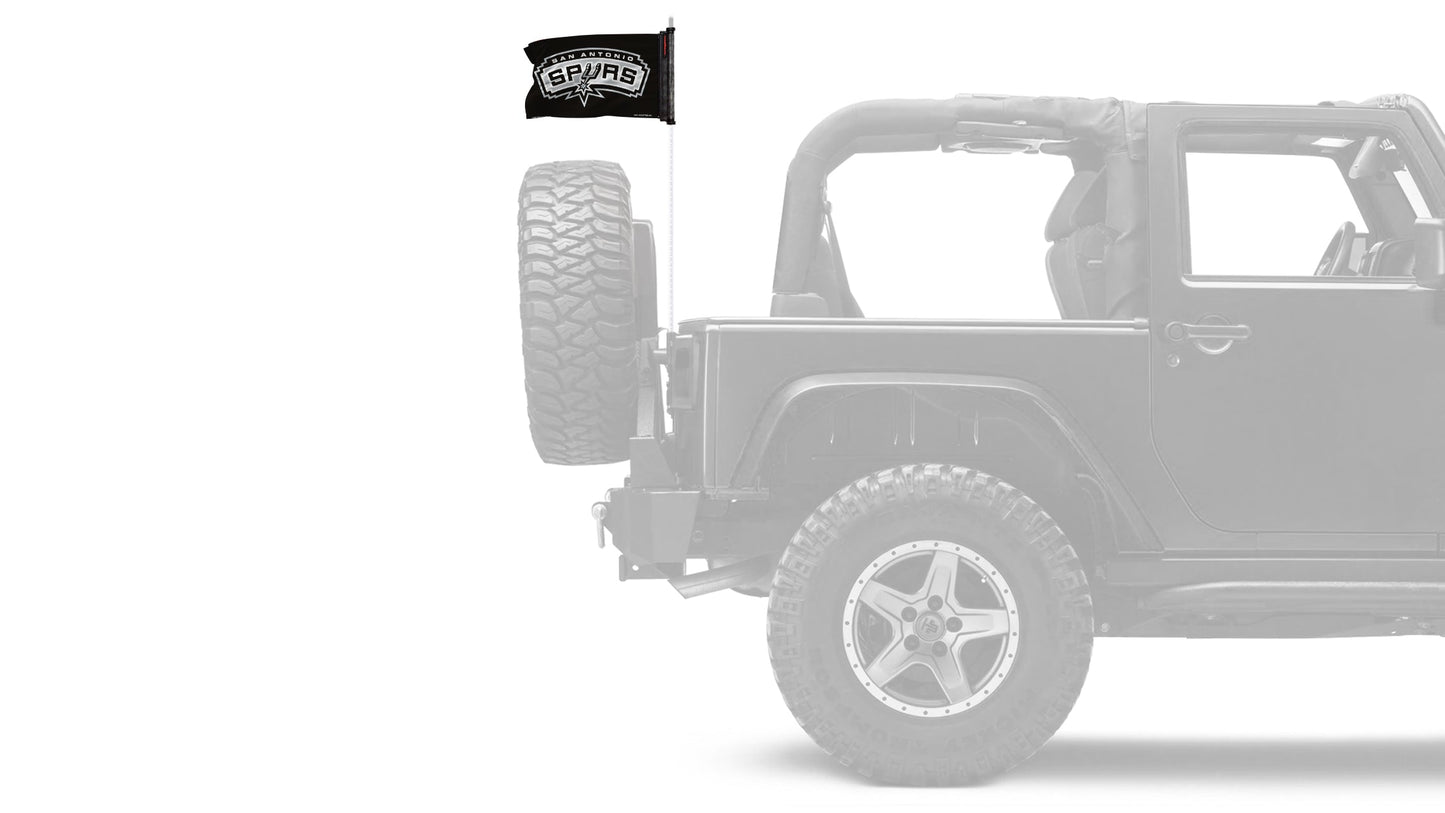 San Antonio Spurs 11"x17" Forever Wave Flag for Jeep Wrangler JK 2-Door 2007-2018
