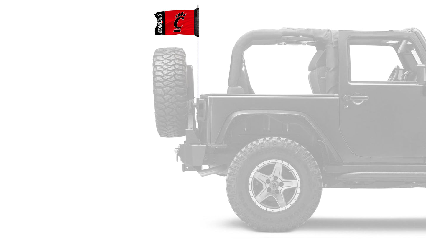 Cincinnati Bearcats 11"x17" Forever Wave Flag for Jeep Wrangler JL 2-Door 2018-Present