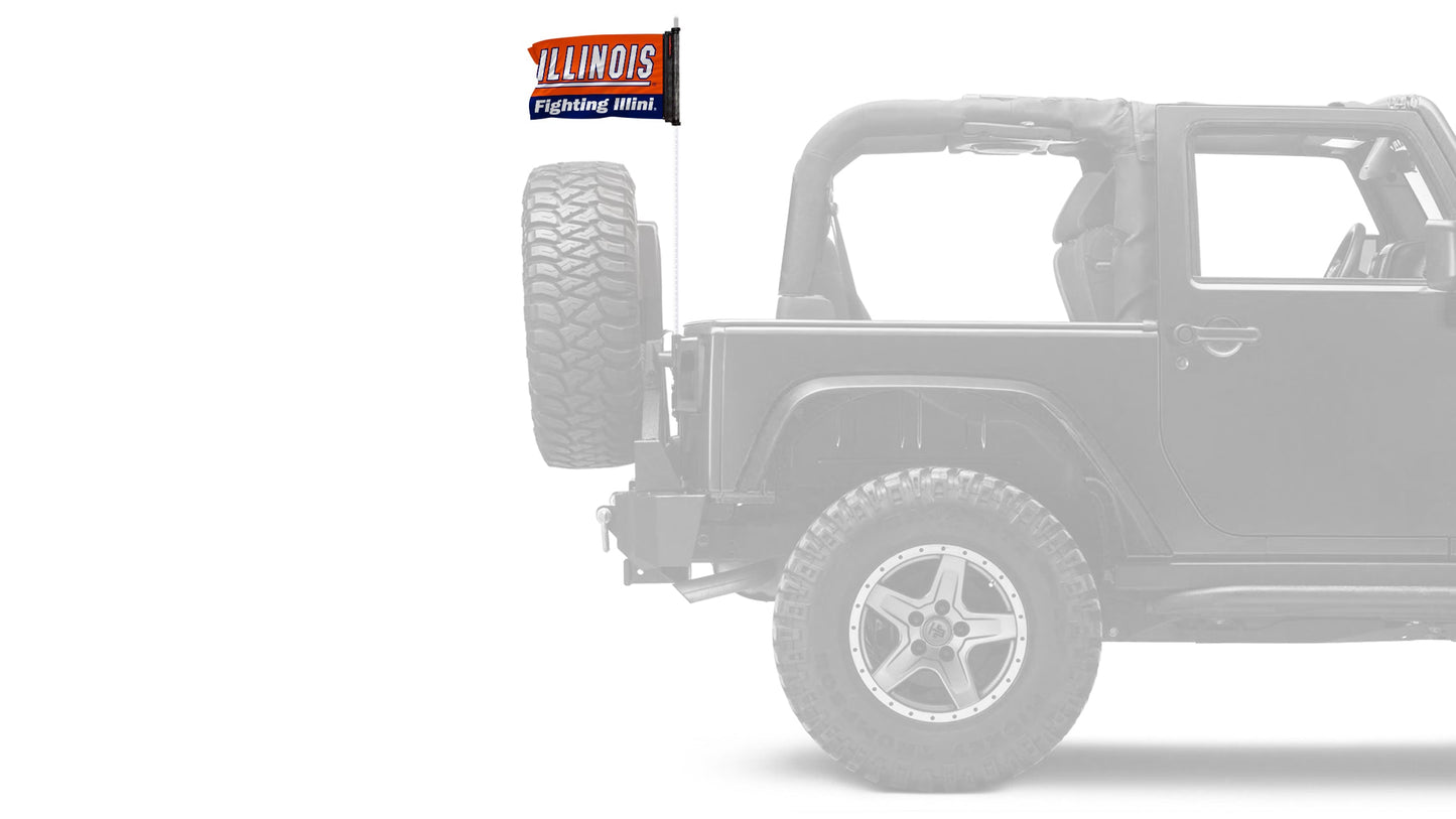 Illinois 11"x17" Forever Wave Flag for Jeep Wrangler JKU 4-Door 2007-2018