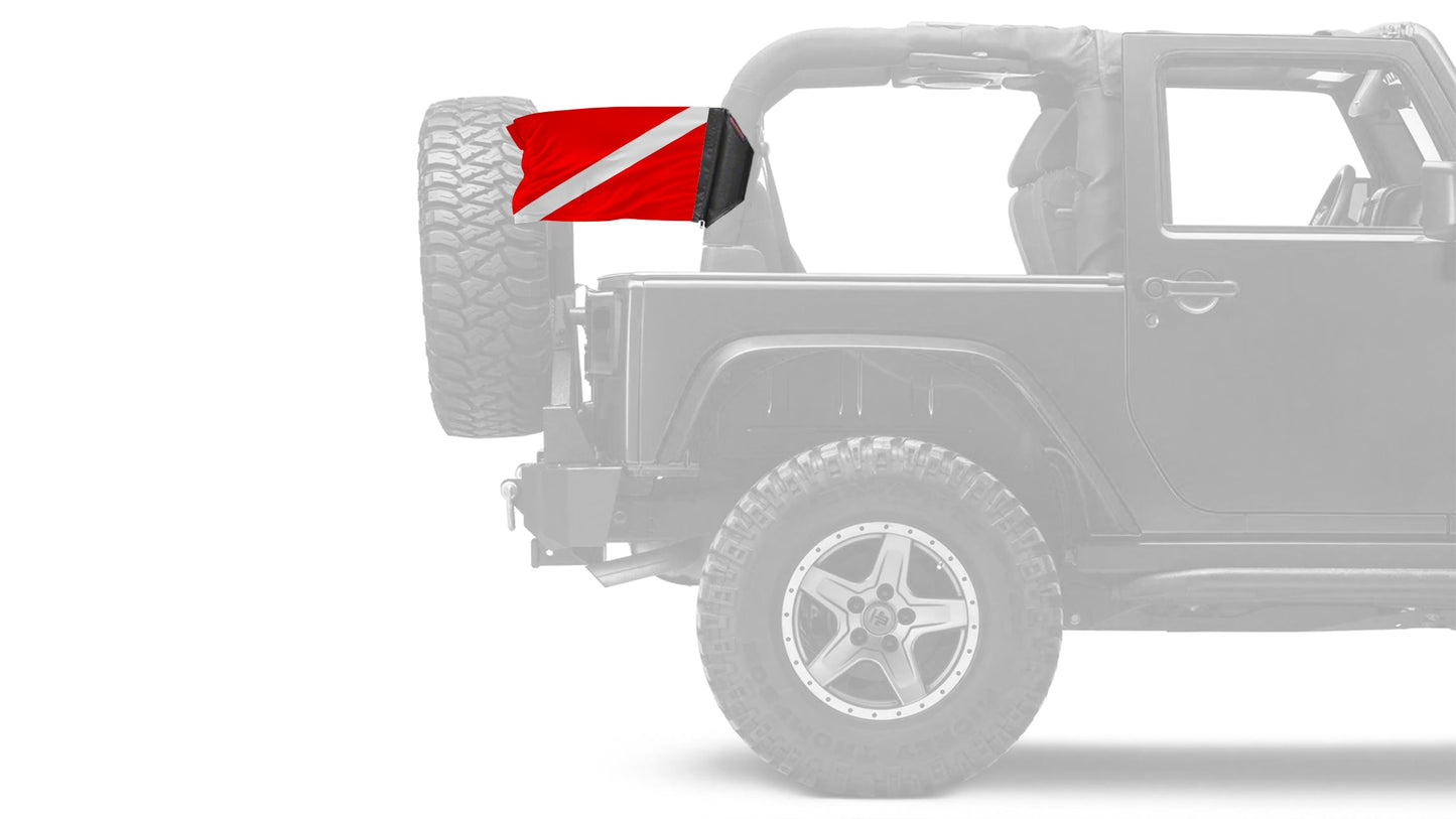 Diver Down 12"x18" Forever Wave Flag for Jeep Wrangler JLU 4-Door 2018-Present