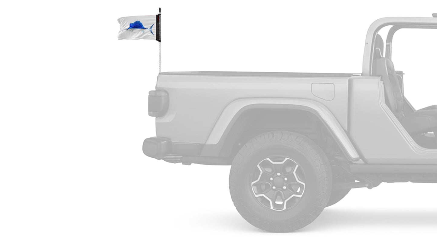 Sailfish 12"x18" Forever Wave Flag for Jeep Wrangler JKU 4-Door 2007-2018