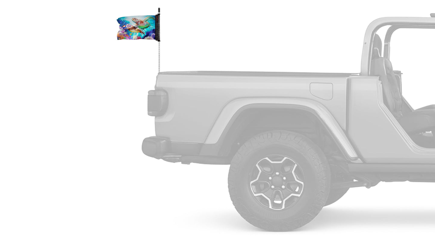Sea Turtles 12"x18" Forever Wave Flag for Jeep Wrangler CJ-7 and CJ-8 1976-1986