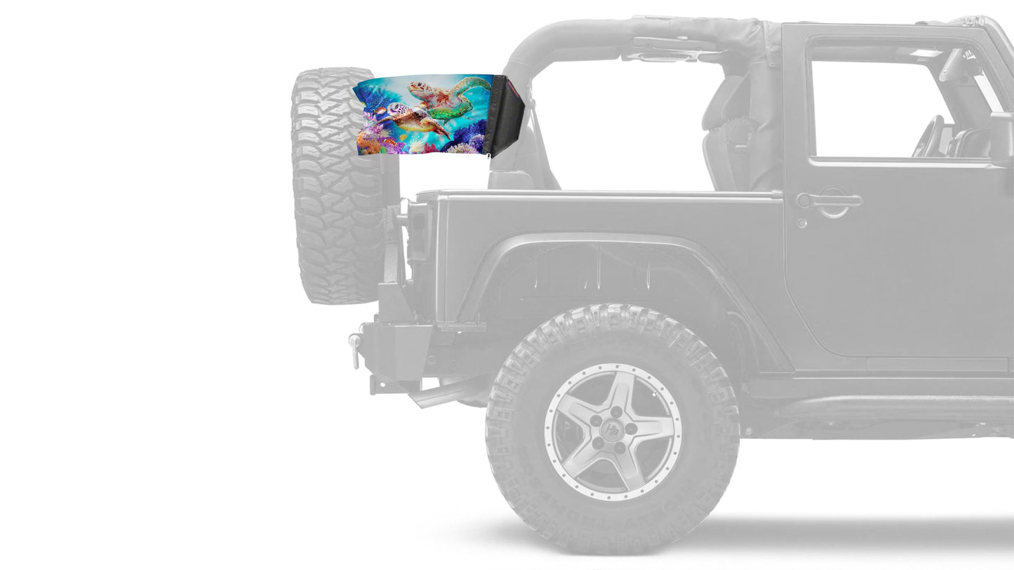 Sea Turtles 12"x18" Forever Wave Flag for Jeep Wrangler JK 2-Door 2007-2018