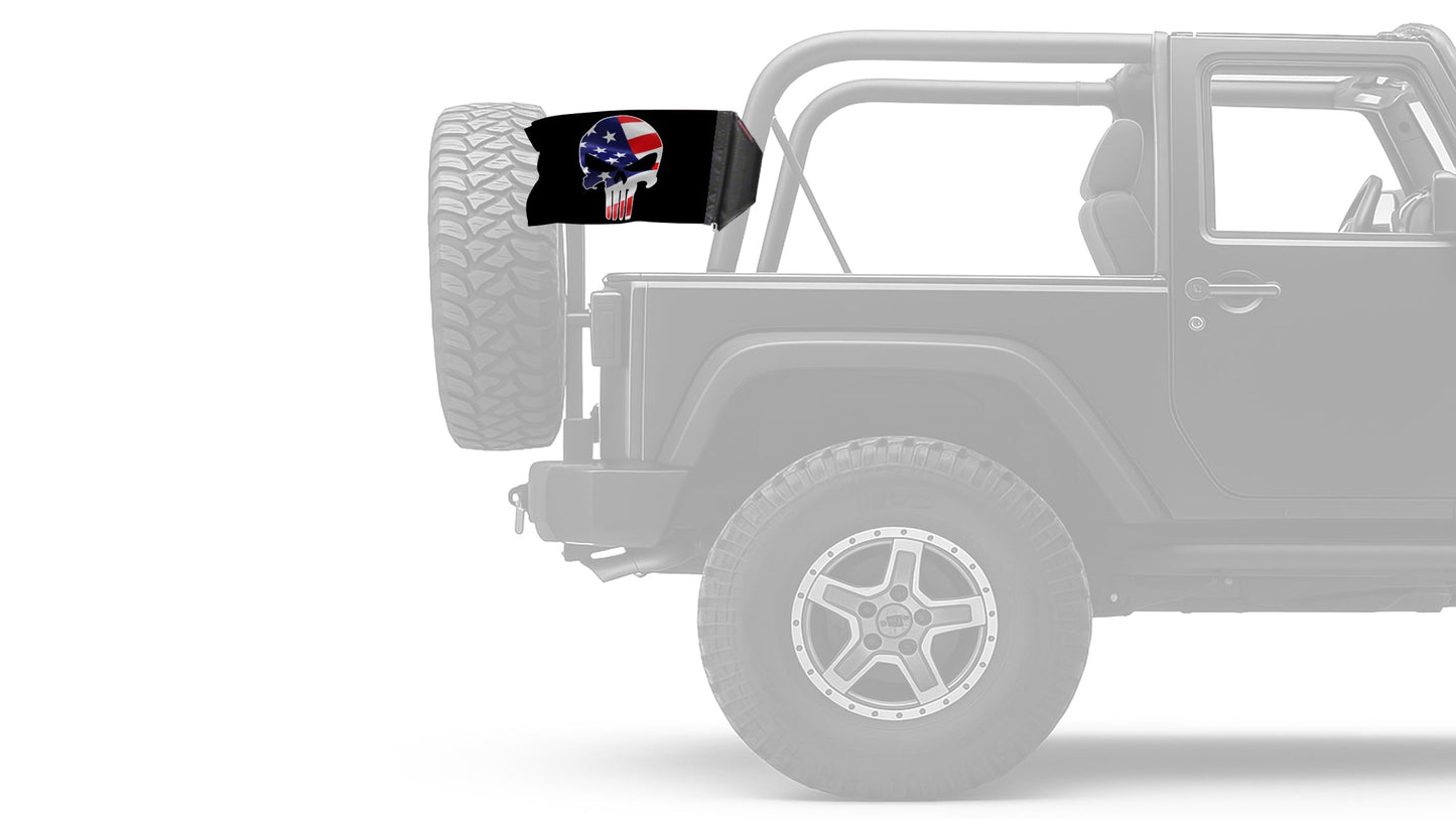 Punisher USA 12"x18" Forever Wave Flag for Jeep Wrangler JKU 4-Door 2007-2018
