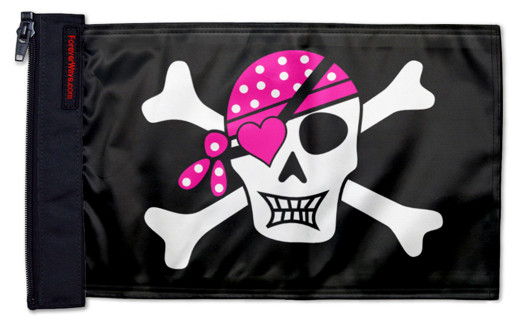 Pink Pirate 12"x18" Forever Wave Flag for UTVs