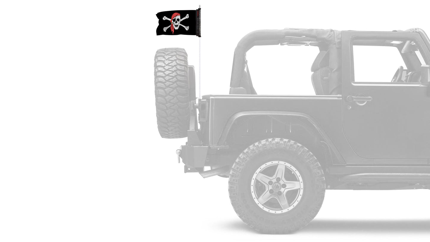 One Eyed Jack 12"x18" Forever Wave Flag for Jeep Wrangler JKU 4-Door 2007-2018