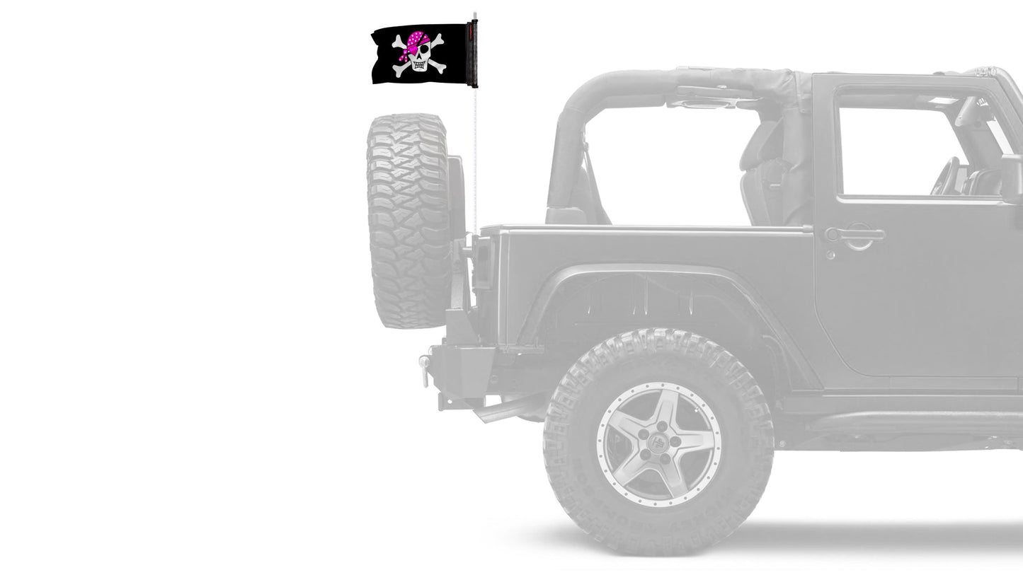 Pink Pirate 12"x18" Forever Wave Flag for Jeep Wrangler JKU 4-Door 2007-2018