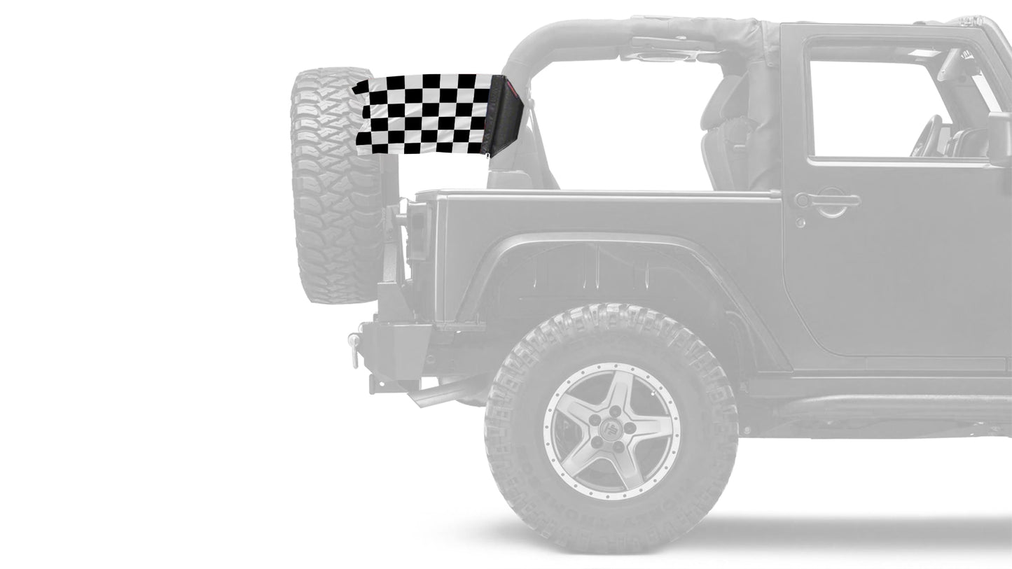 Checkered 12"x18" Forever Wave Flag for Jeep Wrangler YJ 1986-1995