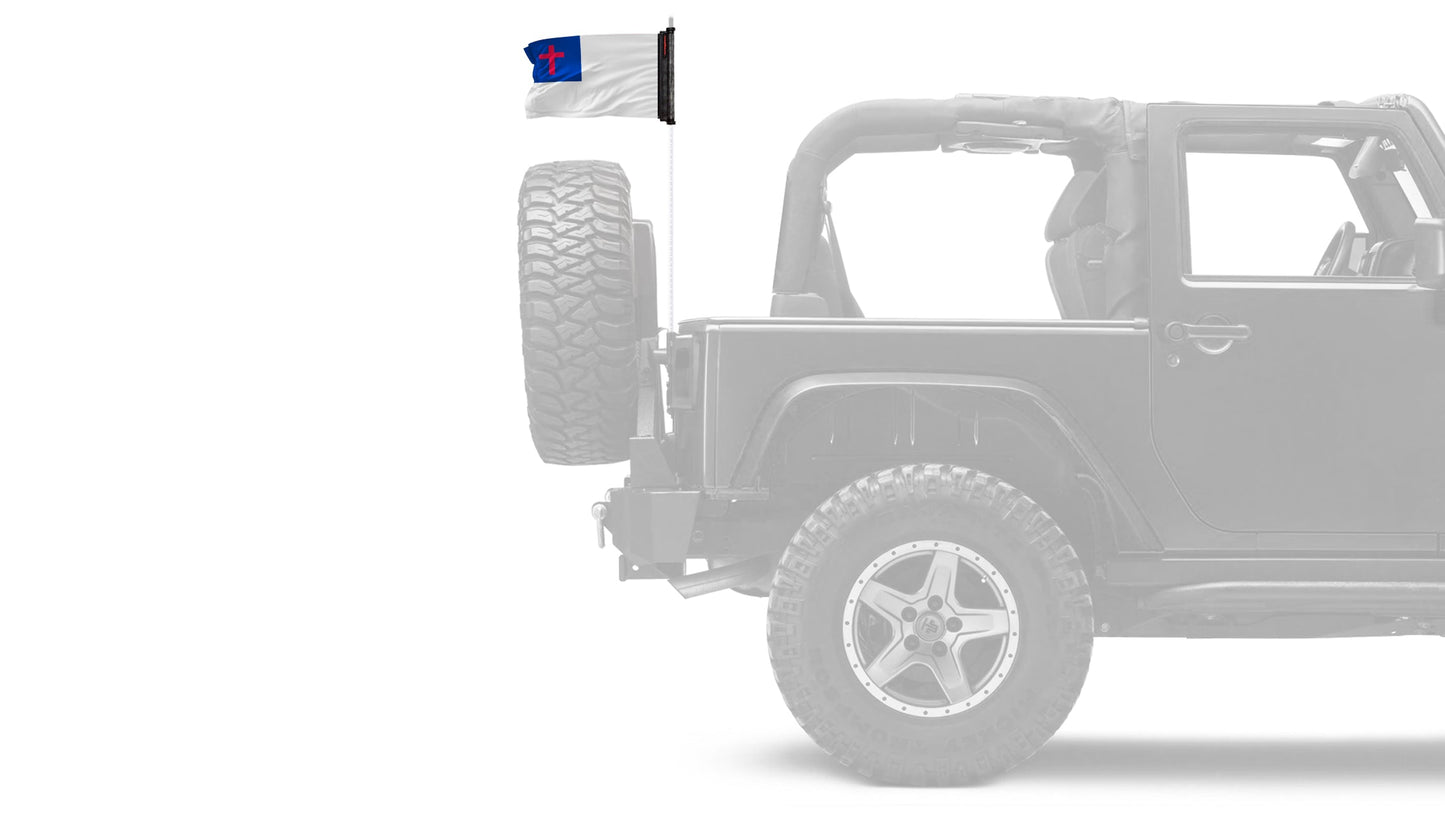 Christian 12"x18" Forever Wave Flag for Jeep Wrangler JKU 4-Door 2007-2018