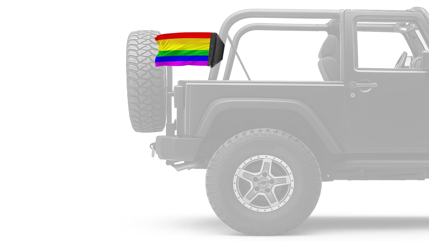 Rainbow 12"x18" Forever Wave Flag for Jeep Wrangler JKU 4-Door 2007-2018