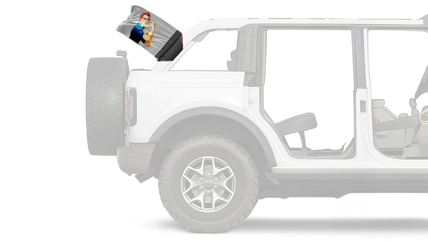 Rosie The Riveter 12"x18" Forever Wave Flag for Bronco