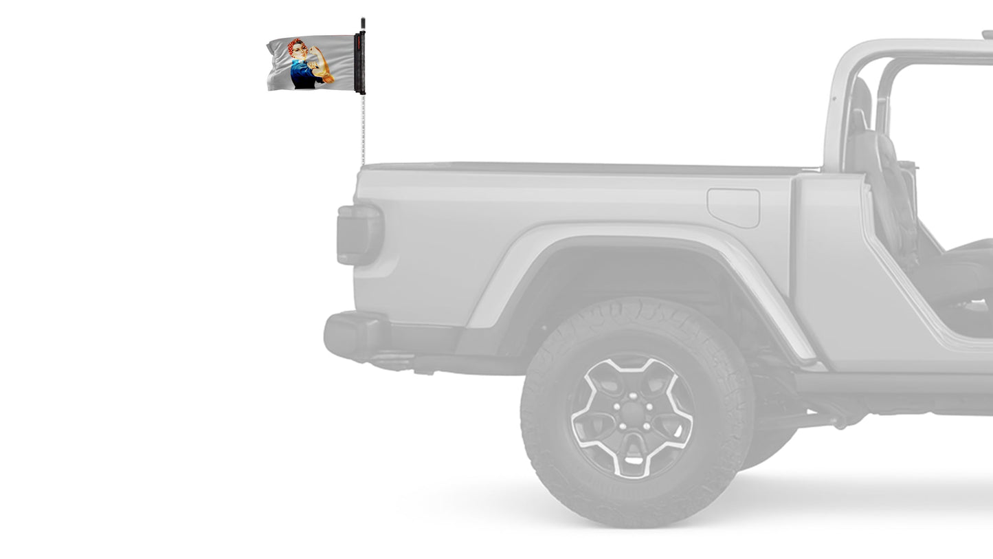 Rosie The Riveter 12"x18" Forever Wave Flag for Jeep Wrangler JKU 4-Door 2007-2018