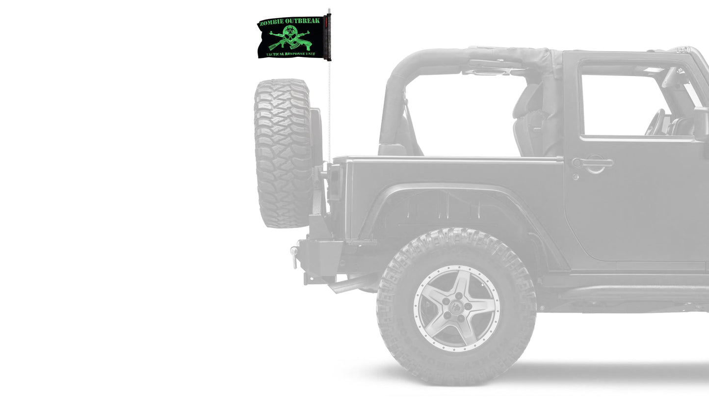 Zombie Outbreak Tactical Response Unit 12"x18" Forever Wave Flag for Jeep Wrangler CJ-7 and CJ-8 1976-1986